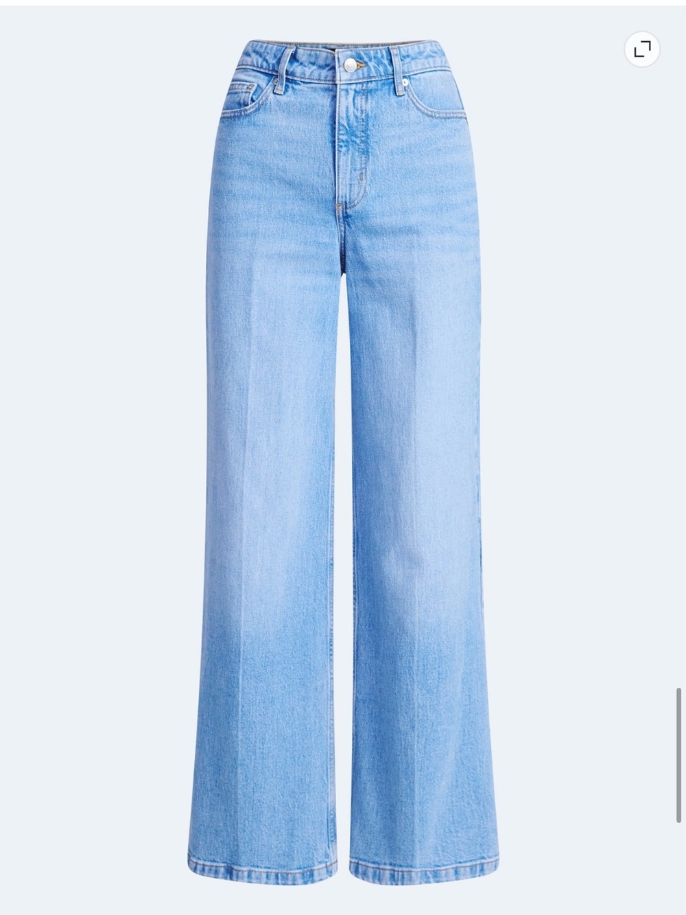 High Rise Relaxed Wide Leg Jeans with Front Crease-Light Wash